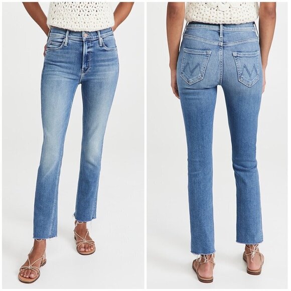 💕MOTHER💕 Mid Rise Dazzler Ankle Fray Jeans - Riding The Cliffside 28 NWOT - Picture 3 of 16